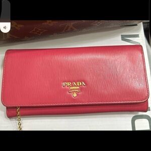 Prada Pink Leather Long Wallet